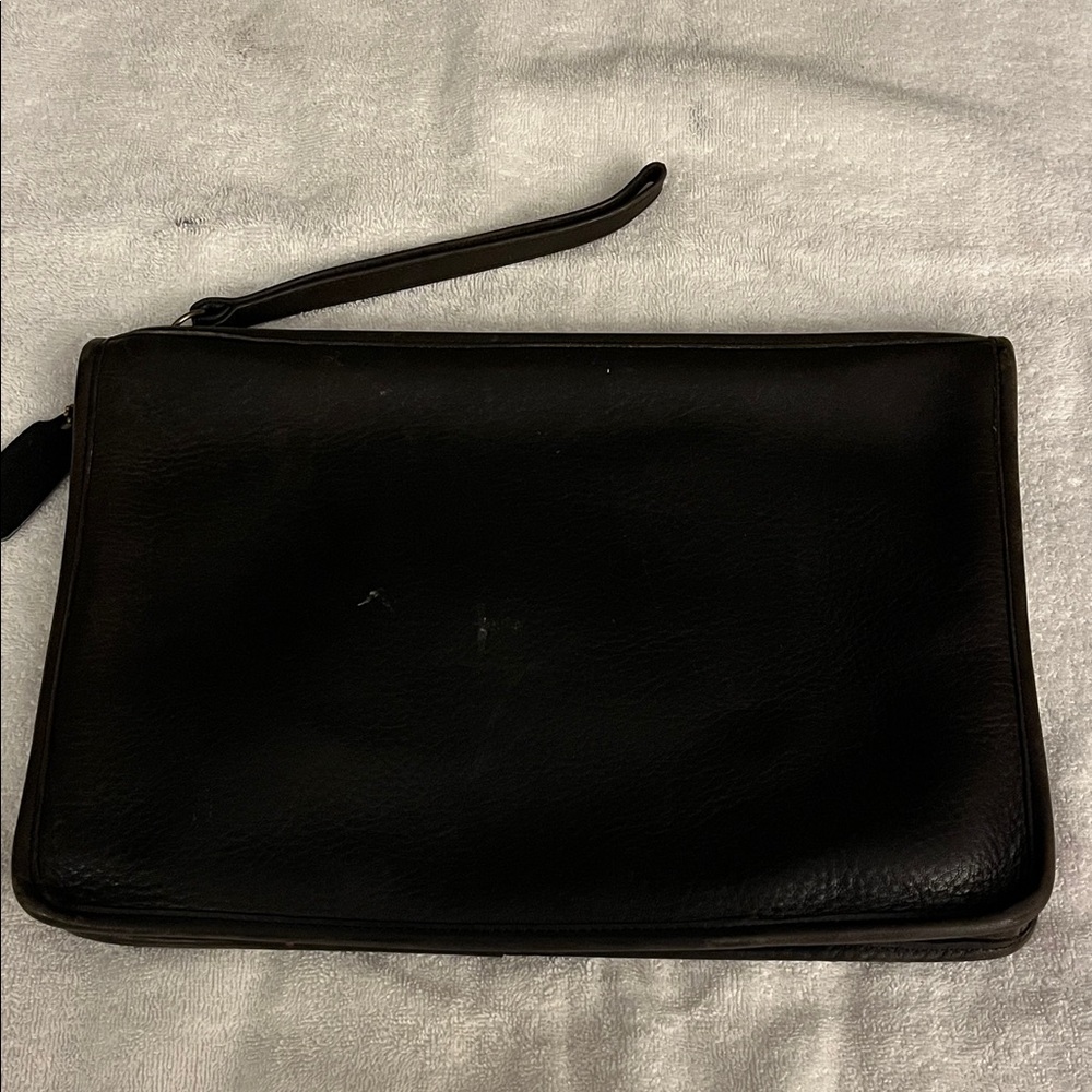 Brown Leather Coach Clutch Bag with strap